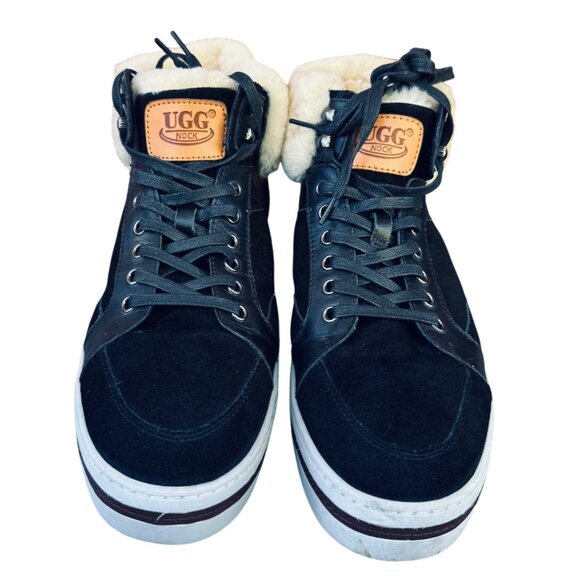 UGG Nock Mens Black Suede Fur-Lined High-Top Sneakers Size 12B - Picture 2 of 12